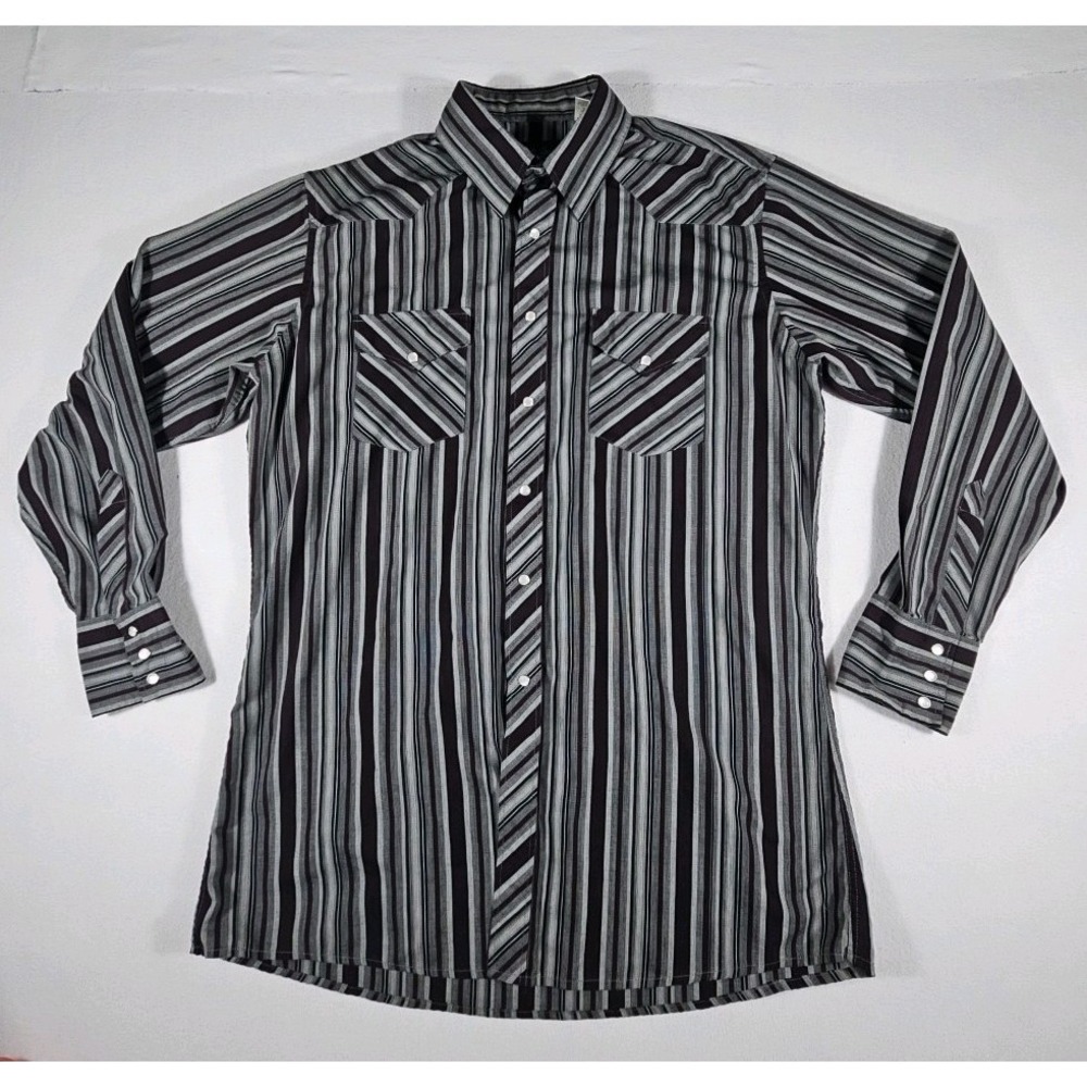 White Horse Pearl Snsp Men Western Shirt Long Sleeve Button Up Size Large Stripe